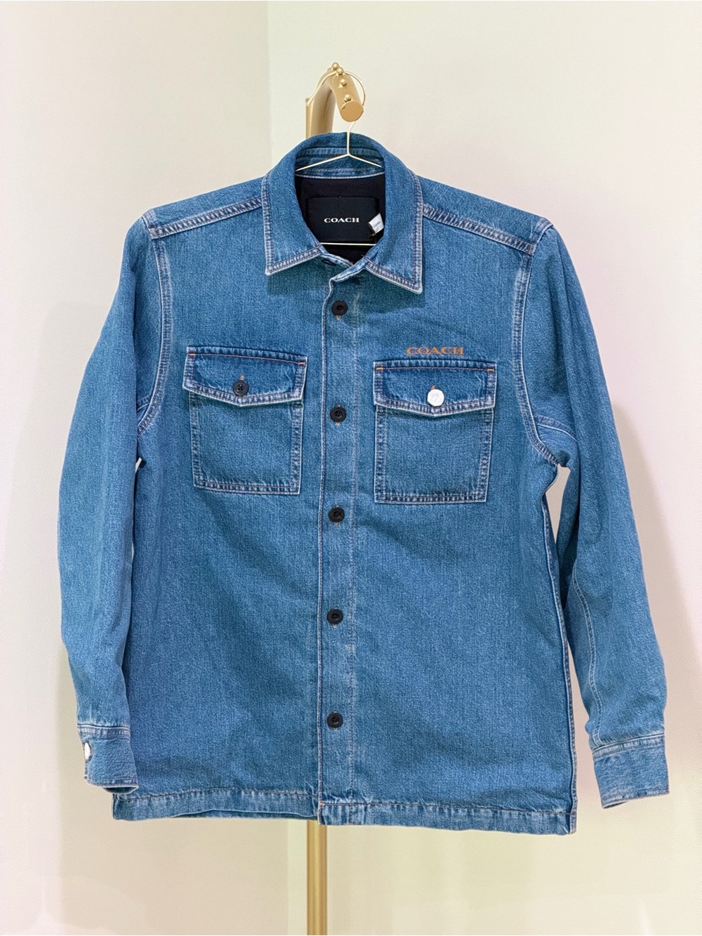 COACH Women’s Oversized Light Blue Denim Shirt Jacket